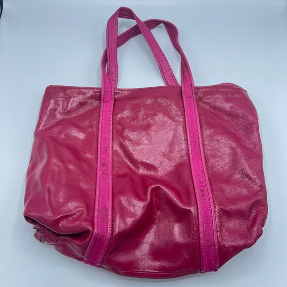 Coach Poppy Patent Leather Glam Tote Shoulder Bag Silver/Fuchsia Pink No 13836 - Picture 9 of 16